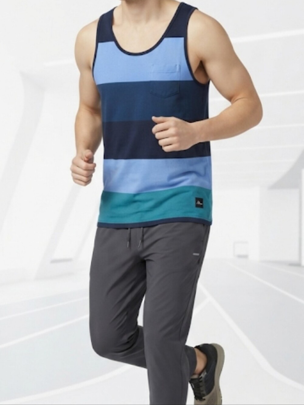 Imperial Motion Blue Striped Tank Top Small New